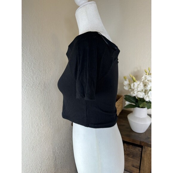 MIND CODE Ribbed off-the-shoulder top - Black Size L - Picture 3 of 11